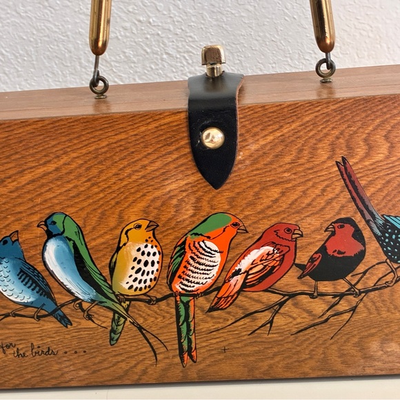 Vintage Enid Collins of Texas "For the Birds" Signed Wooden Box Bag Purse 60s - Picture 2 of 12
